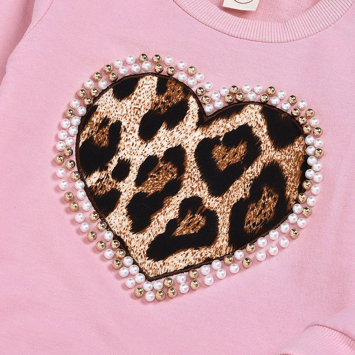 Wholesale Cotton Children's Leopard Print Trendy Hoodie Two-piece Set